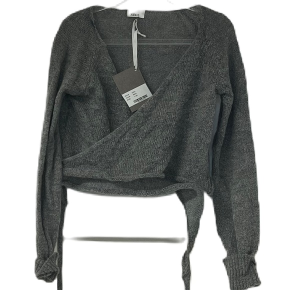 NWT buho girls gray wrap over cardigan size 7 balletcore classy prep cozy lgwght - Picture 2 of 8